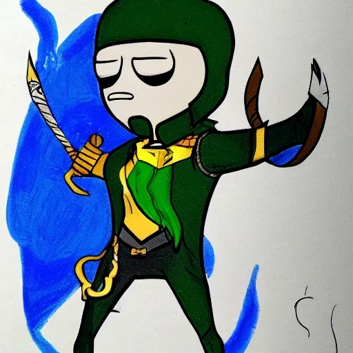 Prompt: loki drawn in style of adventure time