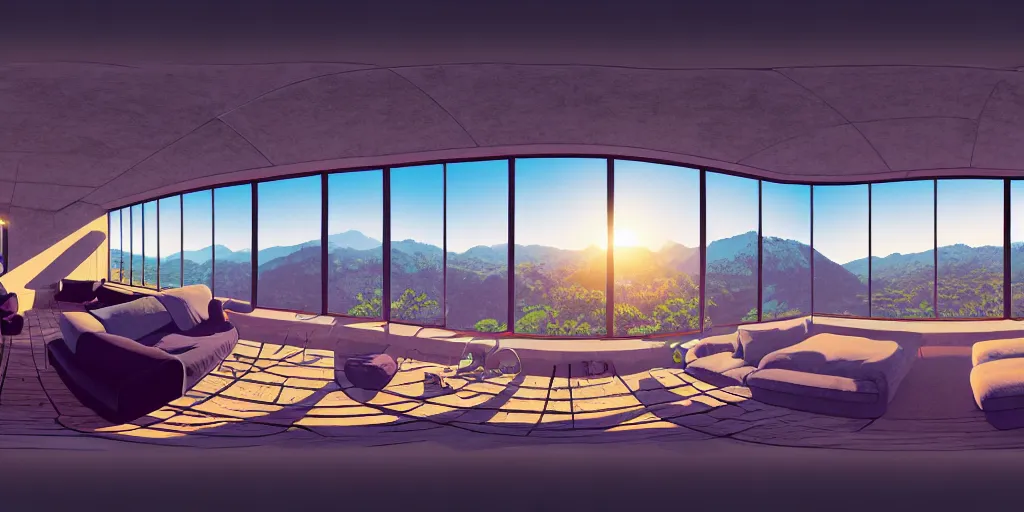 Prompt: Digital illustration. Trending. 4k. panoramic HDRI. Room.