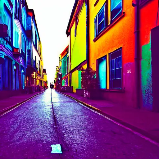 Image similar to photo of street city, disco colors