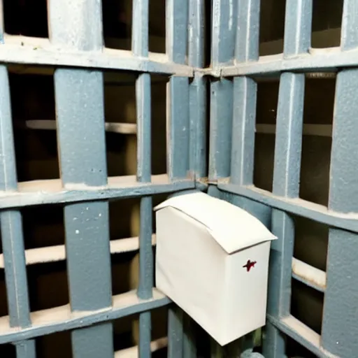 Prompt: milk box inside a jailcell