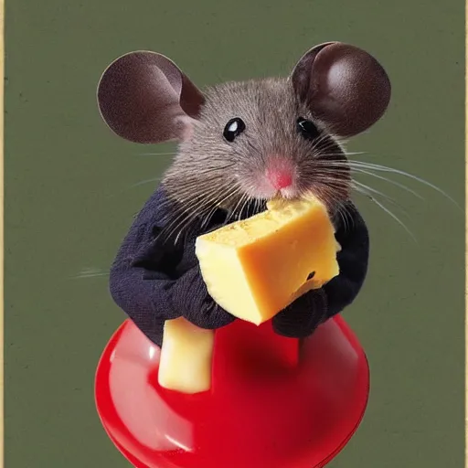 Image similar to mouse with red helmet eating cheese