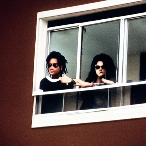 Image similar to michael jackson hanging out window