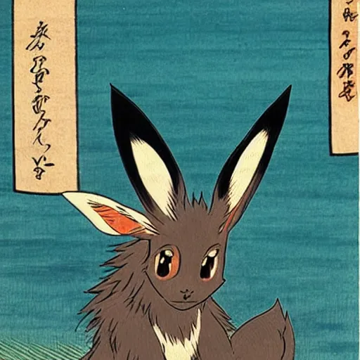 Image similar to Beautiful Ukiyo-e painting of an Eevee