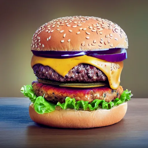 Prompt: burger, highly detailed