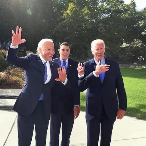 Prompt: joe biden making a gang sign