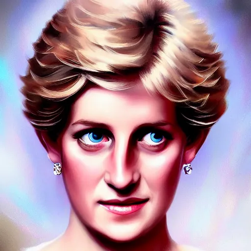 Prompt: portrait of Princess Diana, dreamy and ethereal, expressive pose, peaceful expression, elegant, highly detailed, digital painting, artstation, concept art, smooth, ephemeral, by Rembrandt