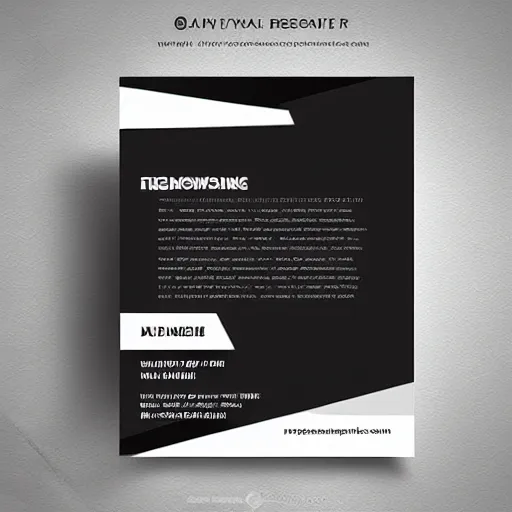 Prompt: square shaped contemporary flyer design for a freelance graphic designer, layout design, black and white colour palette, industrial punk, IP, template layout