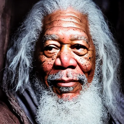 Prompt: morgan freeman starring as gandalf in lord of the rings, ( eos 5 ds r, iso 1 0 0, f / 8, 1 / 1 2 5, 8 4 mm, postprocessed, crisp face, facial features )