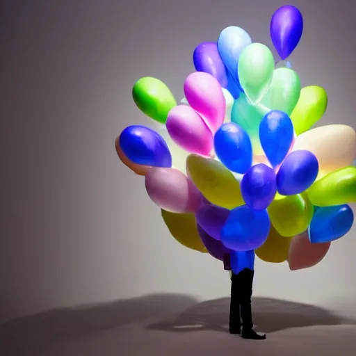 Prompt: chameleon made of balloons by masayoshi matsumoto, studio lighting, 8 k