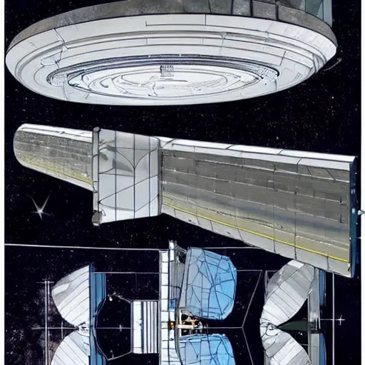 Image similar to technical drawings of a a interstellar spacecraft, amazing, intense lighting, intense effects