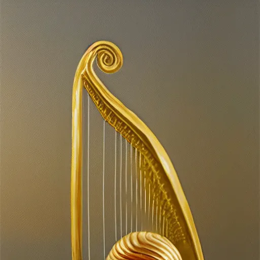Prompt: golden harp snail, realistic, studio picture