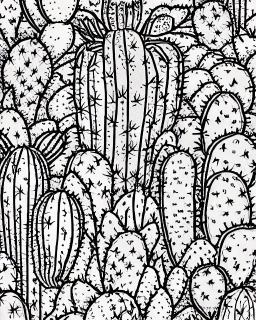 Prompt: detailed sketch of a cactus, pencil, red and white pattern, mysterious desert, two moons, 8 k, by studio ghibli, trending on deviantart, hyper detailed