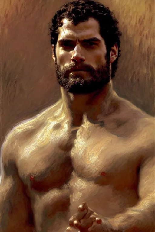 Prompt: henry cavill as a warrior, painting by gaston bussiere, craig mullins, j. c. leyendecker, claude monet