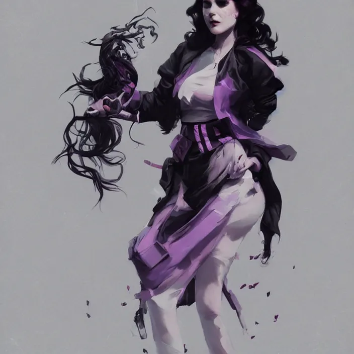 Prompt: a douchrome black and lilac comic noir illustration painting of yennefer of vengerberg by sachin teng and sergey kolesov and ruan jia and heng z. graffiti art, sci fi, hyper detailed. octane render. trending on artstation