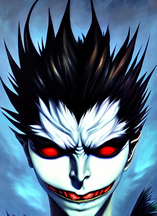 Prompt: a _ fantasy _ style _ portrait _ painting _ of ryuk _ painting _ unreal _ 5 _ daz. _ rpg _ portrait _ extremely _ detailed _ artgerm _ greg _ rutkowski _ greg