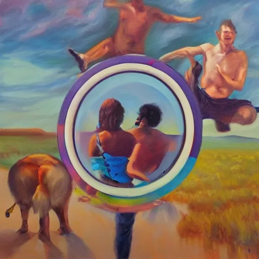 Prompt: the circle of live as oil painting