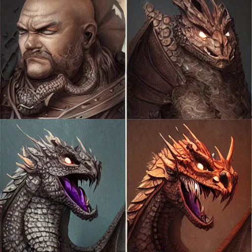 Image similar to dragon, dungeon and dragons, character concept, very detailed, trending on artstation, portrait