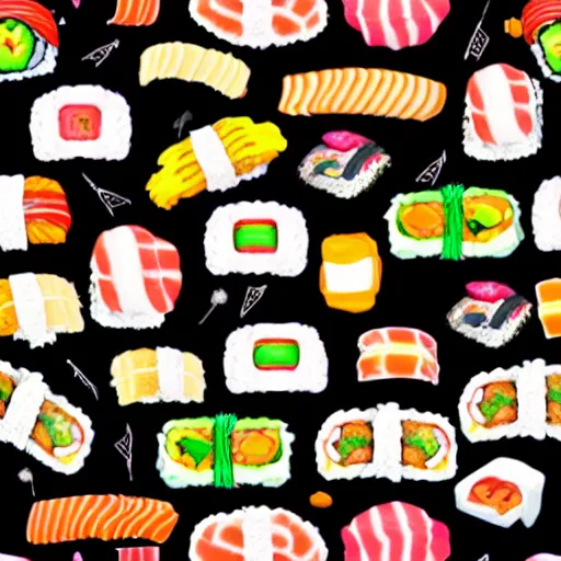 Image similar to seamless colorful sushi pattern