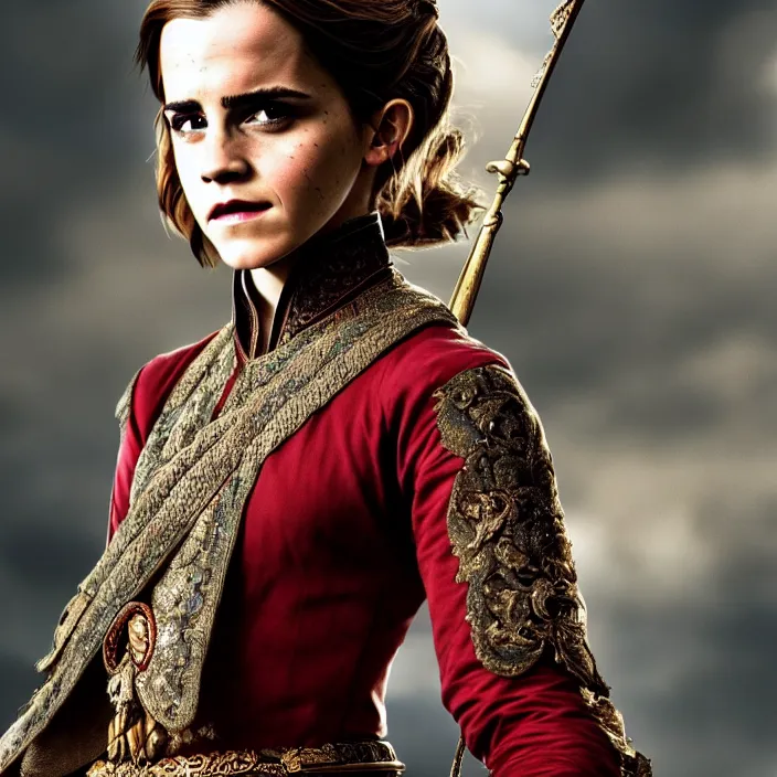 Image similar to full length photo of emma watson as an ottoman warrior, highly detailed, 4 k, hdr, smooth, sharp focus, high resolution, award - winning photo