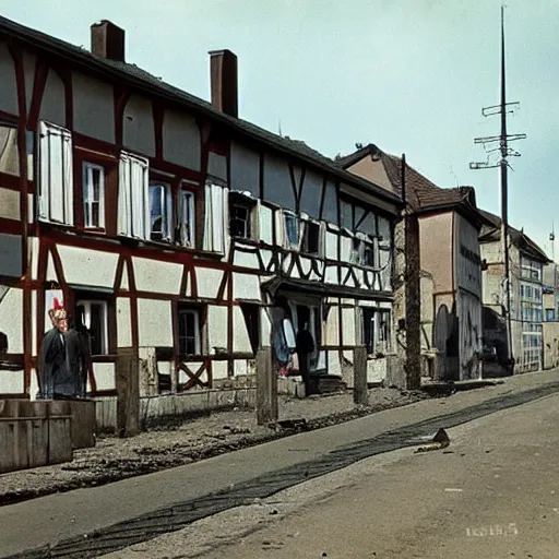 Prompt: A ghetto in Germany, 1942, color, detailed.