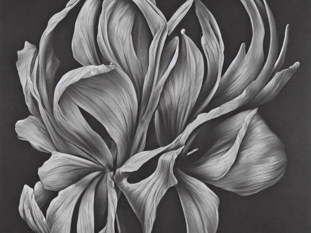 Prompt: Iris flower. Painting by Alex Grey, Karl Blossfeldt