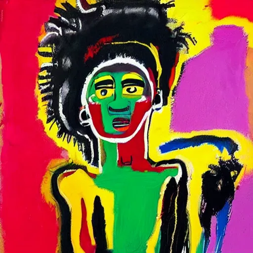 Image similar to A pretty attractive black woman with afro hair with white angel wings and black devil horns standing on earth, creative colors, full body, abstract jean-Michel Basquiat!!!!!!!! oil painting with thick paint strokes!!!!!!!!, oil on canvas, aesthetic, y2k!!!!!!, intricately!!!!!!!! detailed artwork!!!!!!!, trending on artstation, in the style of jean-Michel Basquiat!!!!!!!!!!!!, by jean-Michel Basquiat!!!!!!!!!!!, in the style of jean-Michel Basquiat!!!!!!!!!!!, in the style of jean-Michel Basquiat!!!!!!!!!!!, in the style of jean-Michel Basquiat!!!!!!!!!!!, in the style of jean-Michel Basquiat!!!!!!!!!!!, in the style of jean-Michel Basquiat!!!!!!!!!!!