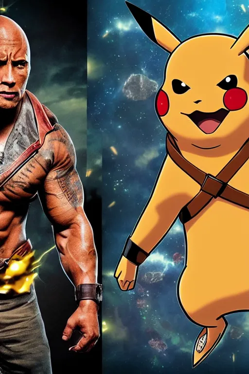 Image similar to Breathtaking comic book style of Pikachu and Dwayne Johnson fusion, high quality, 8k, very detailed