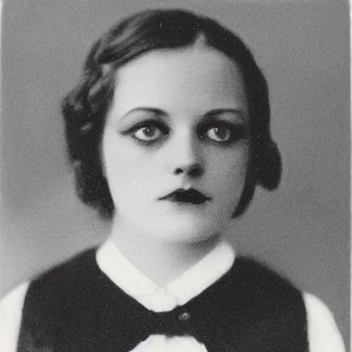 Image similar to headshot edwardian photograph of kelsey grammer wearing a schoolgirl outfit, 1 9 2 0 s, sinister, evil, realistic face, 1 9 1 0 s, grainy, victorian, soft blur