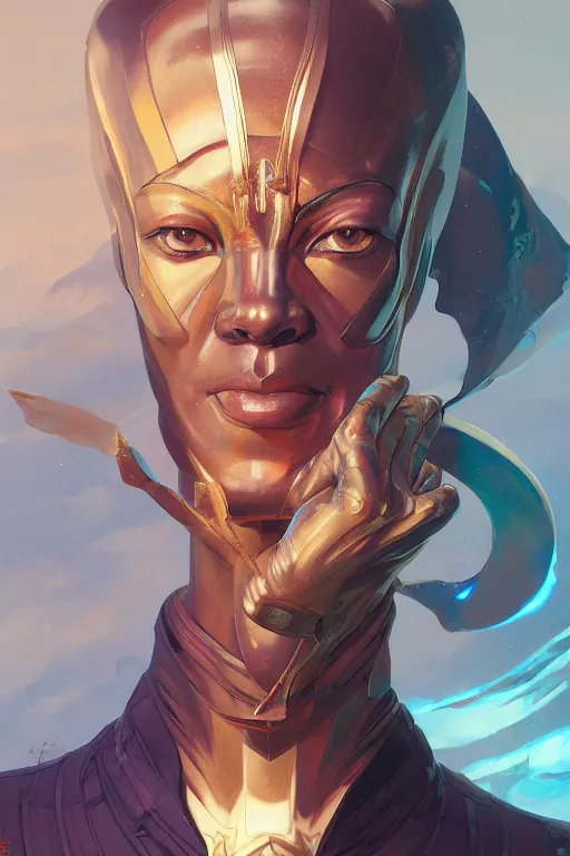 Image similar to portrait of osiris by artgerm, tooth wu, dan mumford, beeple, wlop, rossdraws, james jean, marc simonetti, artstation giuseppe dangelico pino and michael garmash and rob rey and greg manchess and huang guangjian and makoto shinkai