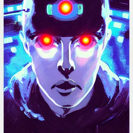 Prompt: Elon musk with robotic glowing eyes || VERY ANIME, fine-face, realistic shaded perfect face, fine details. Anime. realistic shaded lighting poster by Ilya Kuvshinov katsuhiro otomo ghost-in-the-shell, magali villeneuve, artgerm, Jeremy Lipkin and Michael Garmash, Rob Rey and Kentarõ Miura, trending on art station