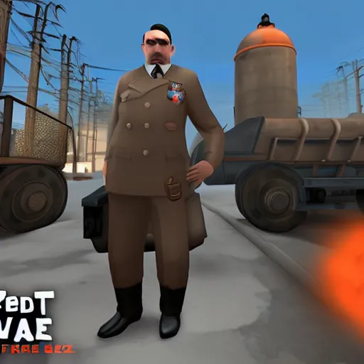 Prompt: adolf hitler in team fortress 2, pc, gameplay, valve, steam,