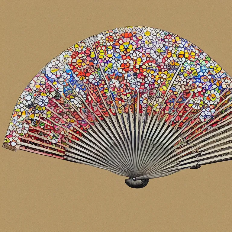 Prompt: japanese silk fan pattern, takashi murakami, digital painting, highly detailed, intricate, elegant, artstation, concept art, beautiful,