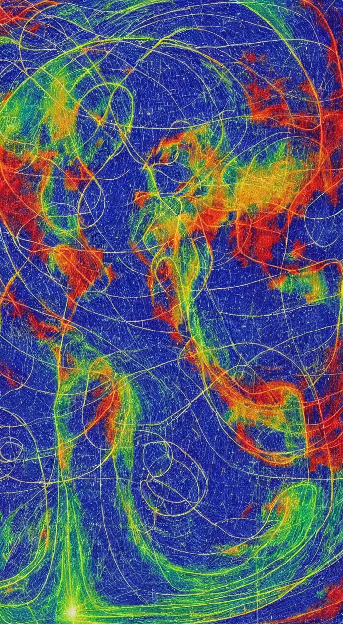 Prompt: a voice figure blending with an atmospheric jet stream diagram of planet earth, in the style of margaret watts hughes, weather report, satelite imagery, whole earth, cymatics, laquered glass,