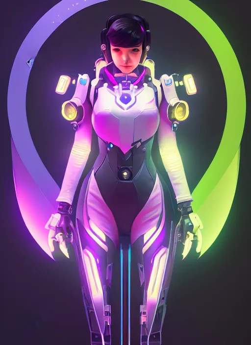 Prompt: symmetry portrait of dva from overwatch, sci - fi, tech wear, glowing lights intricate, elegant, highly detailed, digital painting, artstation, concept art, smooth, sharp focus, illustration, art by artgerm and greg rutkowski and alphonse mucha