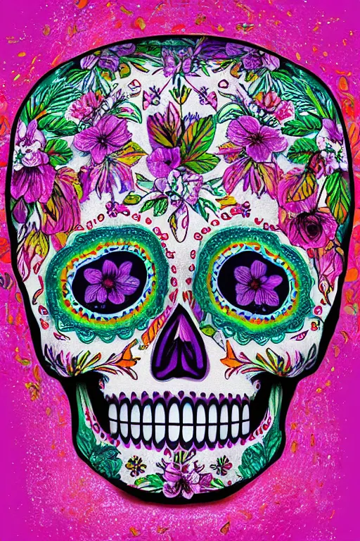 Image similar to Illustration of a sugar skull day of the dead girl, art by gabriel dawe