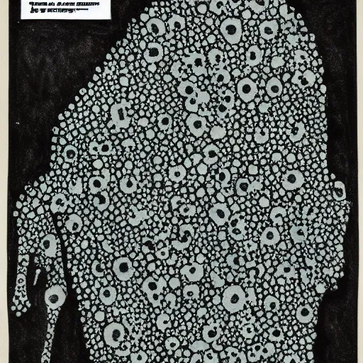 Image similar to man made of ants, ink on paper, pulp magazine