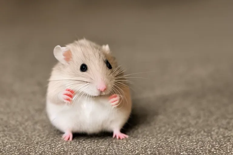 Prompt: a cute baby hamster in a shoe