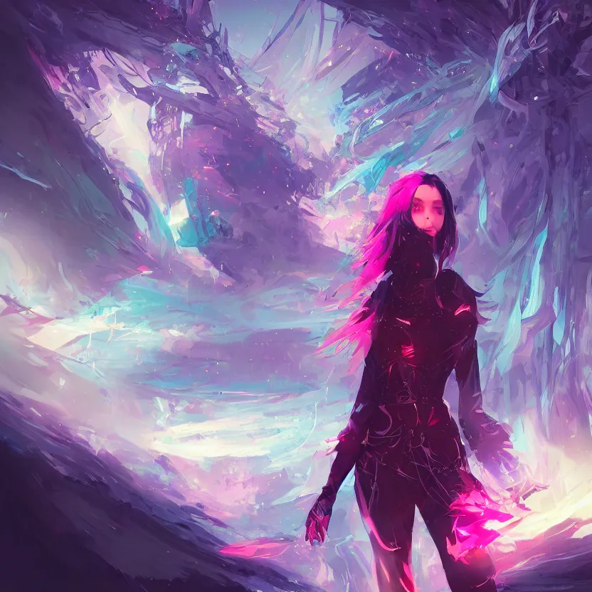 Image similar to a non - ordinary girl of # magic the gathering, # digital 2 d, # sci - fi, # psychedelic, # fututistic, by yoshitaka amano and alena aenami, trending on artstation, nvidia, matte painting, unreal engine