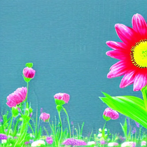 Prompt: a windows 98 desktop with a background wallpaper of flowers