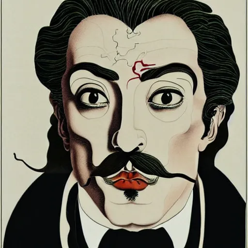 Image similar to portrait of Salvador Dali in the style of Takato Yamamoto