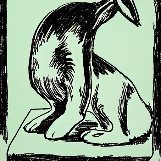 Image similar to a bunny illustration by Raymond Pettibon