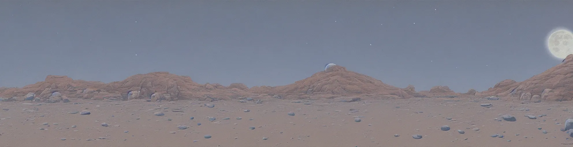 Image similar to Lunar Landscape, artwork by Ralph McQuarrie
