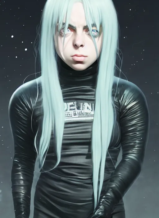 Prompt: billie eilish in one punch man, babe, naturel, glossy reflections, hyper detailed, digital art, trending in artstation, cinematic lighting, studio quality, smooth render, unreal engine 5 rendered, octane rendered, art style by klimt and nixeu and ian sprigger and wlop and krenz cushart.