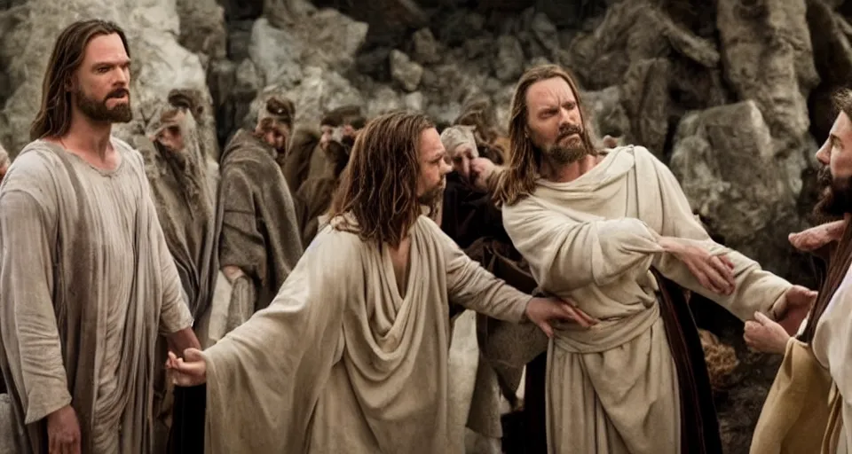 Prompt: film still of the movie about the second coming of Jesus Christ movie directed by Christopher Nolan