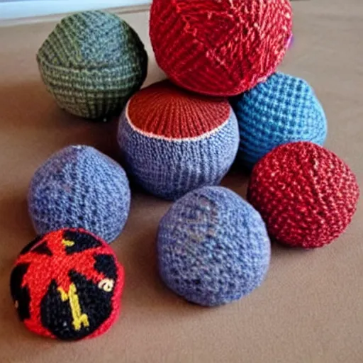 Image similar to knitted plush of a 2 0 - sided dice