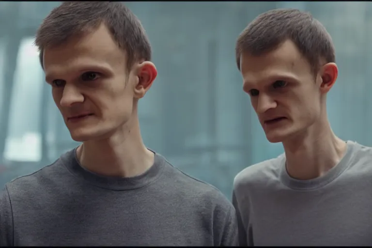 Prompt: vitalik buterin merging ethereum, movie still, cinematic, 8 k, hd