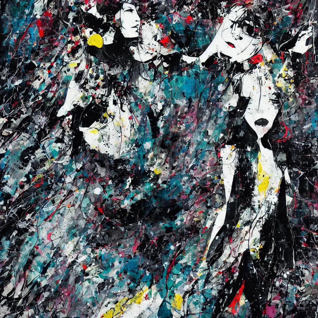 Image similar to girl figure, abstract, jet set radio artwork, ryuta ueda artwork, cryptic, rips, spots, asymmetry, stipple, lines, splotch, color tearing, pitch bending, stripes, dark, ominous, eerie, hearts, minimal, points, technical, old painting, natsumi mukai artwrok, folds