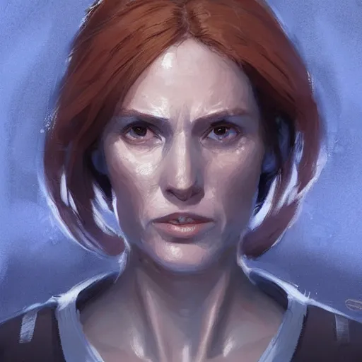 Prompt: portrait of a woman by Greg Rutkowski, old jedi Mara Jade from Star Wars Expanded Universe, she is about 60 years old, wearing blue and white robes, highly detailed portrait, digital painting, artstation, concept art, smooth, sharp foccus ilustration, Artstation HQ