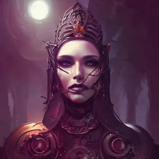 Prompt: queen of death. intricate portrait, occult cyberpunk, ancient futuristic, dark art, occult. by Petros Afshar, by artgerm, by Eddie Mendoza, by Peter mohrbacher