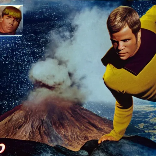 Prompt: captain kirk falling into a volcano